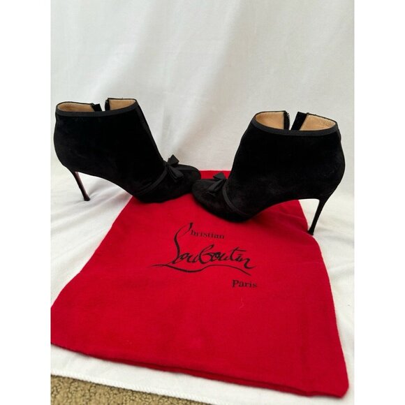 Christian Louboutin Women's  Ankle Boots Pump Round Toe With Bow  Black Size 36 - Picture 8 of 12
